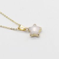 Simple Semi-precious Stone Gilt Five-pointed Star Pendant Necklace sku image 2