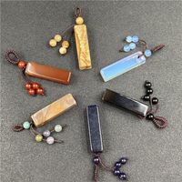 Fashion Crystal Agate Semi-precious Stone Cylindrical Braided Keychain main image 3