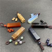 Fashion Crystal Agate Semi-precious Stone Cylindrical Braided Keychain main image 4