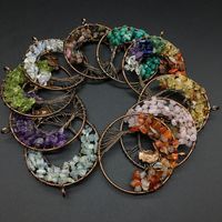Agate Crystal Crushed Stone Tree Of Life Owl Colorful Pendant Necklace main image 6