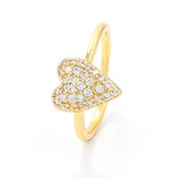 Fashion Colored Diamond Peach Heart Opening Adjustable Ring main image 3