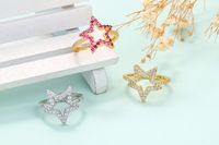 Fashion Micro-inlaid Colored Diamonds Five-pointed Star Ring main image 5
