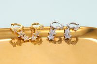 Korean Five-pointed Star Zircon Earrings Wholesale main image 3