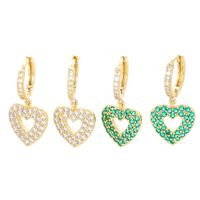 Fashion Hollow Heart Copper Inlaid Colorful Zircon Earrings main image 2