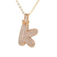 Fashion Copper Plated Real Gold Micro-inlaid Zircon Letter Pendant Necklace main image 1