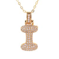 Fashion Copper Plated Real Gold Micro-inlaid Zircon Letter Pendant Necklace main image 3