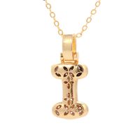 Fashion Copper Plated Real Gold Micro-inlaid Zircon Letter Pendant Necklace main image 4