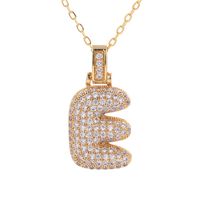 Fashion Copper Plated Real Gold Micro-inlaid Zircon Letter Pendant Necklace main image 5