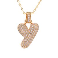 Fashion Copper Plated Real Gold Micro-inlaid Zircon Letter Pendant Necklace main image 6