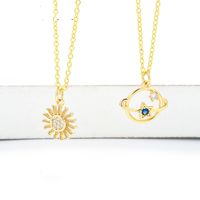 Fashion Star Blue Planet Universe Diamond Sun Flower Clavicle Chain Necklace main image 3