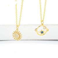 Fashion Star Blue Planet Universe Diamond Sun Flower Clavicle Chain Necklace main image 5