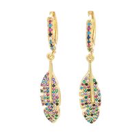 Fashion Colorful Zircon Big Maple Leaf Long Earrings main image 4