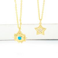 Korean Style Demon Eye Five-pointed Star Pendant Clavicle Chain Necklace main image 1