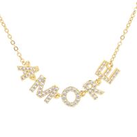 Fashion Zircon English Letters Pendant Clavicle Chain Necklace sku image 1