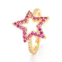 Fashion Micro-inlaid Colored Diamonds Five-pointed Star Ring sku image 1