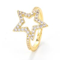 Anillo De Estrella De Cinco Puntas De Diamantes De Colores Con Micro Incrustaciones De Moda sku image 2