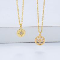 Retro Six-pointed Star Pendant Zircon Clavicle Chain Necklace sku image 1