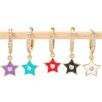 Fashion Geometric Star Moon Heart Drop Oil Earrings sku image 2