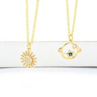 Fashion Star Blue Planet Universe Diamond Sun Flower Clavicle Chain Necklace sku image 2