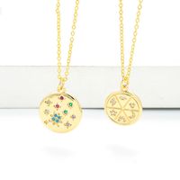 Simple Fashion Disc Diamond Star Pendant Clavicle Chain Necklace sku image 2