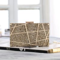 Fashion Square Dinner Bag Metal Hand Bag Banquet Bag Hollow Dinner Bag Chain Clutch main image 6