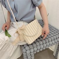 Fashion Pearl Chain Armpit Straw Woven Bag main image 5