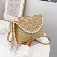 Fashion Pearl Chain Armpit Straw Woven Bag sku image 2