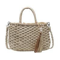 Fashion Straw Woven Messenger Tassel Bag sku image 2