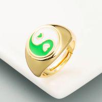 Tai Chi Gossip Shape Ring Copper Plated Real Gold Dripping Oil Ring main image 3