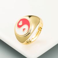 Tai Chi Gossip Shape Ring Copper Plated Real Gold Dripping Oil Ring main image 4