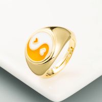 Tai Chi Gossip Shape Ring Copper Plated Real Gold Dripping Oil Ring main image 5