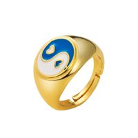 Tai Chi Gossip Shape Ring Copper Plated Real Gold Dripping Oil Ring main image 6