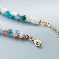 Perles Bleues Imitation Jade Boucles D&#39;oreilles Collier Bohème Ensemble Bijoux Arc-en-ciel main image 5