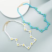Bohemian Blue Rice Beads Beaded Geometric Short Necklace Accessories Women main image 4