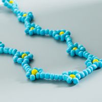 Bohemian Blue Rice Beads Beaded Geometric Short Necklace Accessories Women main image 5