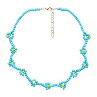 Bohemian Blue Rice Beads Beaded Geometric Short Necklace Accessories Women main image 6