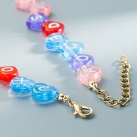 English Alphabet Macaron Mixed Color Heart-shaped Resin Handmade Beaded Necklace Clavicle Chain main image 5