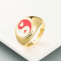 Tai Chi Gossip Shape Ring Copper Plated Real Gold Dripping Oil Ring sku image 1