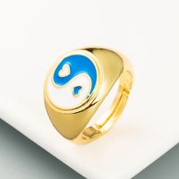 Tai Chi Gossip Shape Ring Copper Plated Real Gold Dripping Oil Ring sku image 3