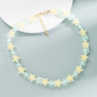 Collier De Perles De Millet En Résine Transparente Étoile Chaîne De Clavicule Perlée À La Main sku image 1