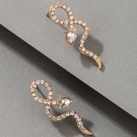 New Baroque Geometric Exaggerated Snake-shaped Diamond Earrings main image 3