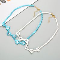 Creative Blue Rice Beads English Letters Handmade Beaded Bohemian Retro Style Necklace main image 2
