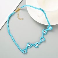 Creative Blue Rice Beads English Letters Handmade Beaded Bohemian Retro Style Necklace main image 3