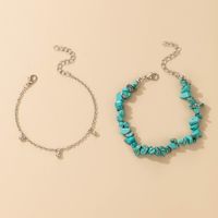 New Style Bohemian Colored Gravel Turquoise Bracelet Set main image 3