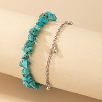New Style Bohemian Colored Gravel Turquoise Bracelet Set sku image 1