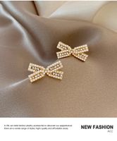 New Fashion Style Pearl Zircon Bowknot Earrings main image 5