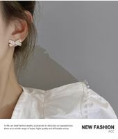 New Fashion Style Pearl Zircon Bowknot Earrings main image 8