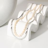 Fashion Double-layer Pearl Chain 14k Gold Stainless Steel Necklace main image 5