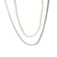 Fashion Double-layer Pearl Chain 14k Gold Stainless Steel Necklace main image 6