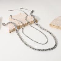 Color Double-layer Twist Chain Stainless Steel Necklace main image 2